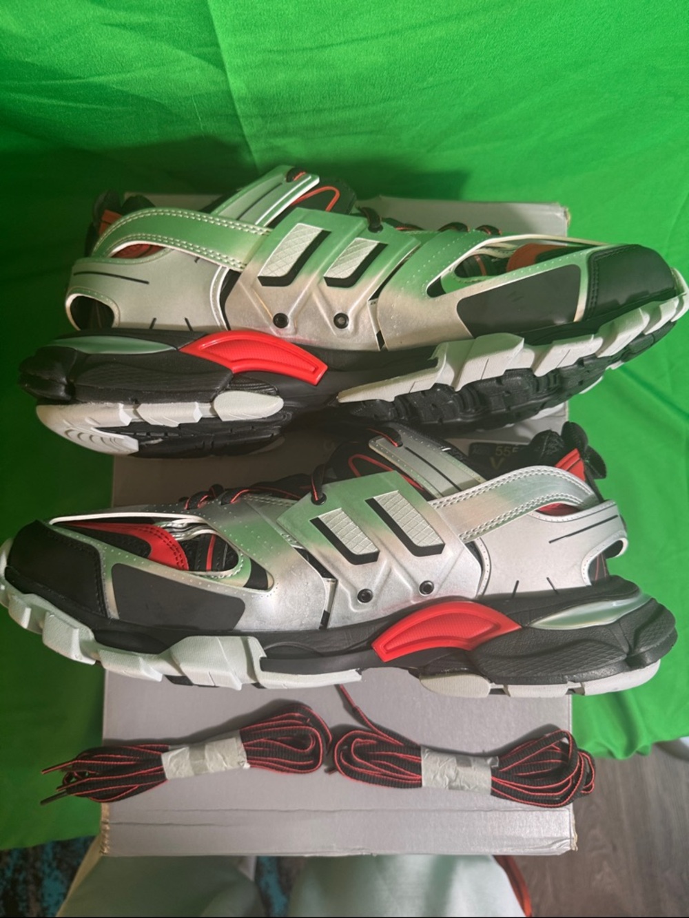New! Balenciaga Track Sneaker in a "Black Red Silver" - Picture 5 of 9